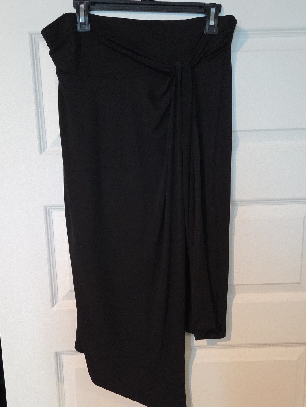 Nine West Black Asymmetrical Tie-Front Midi Skirt